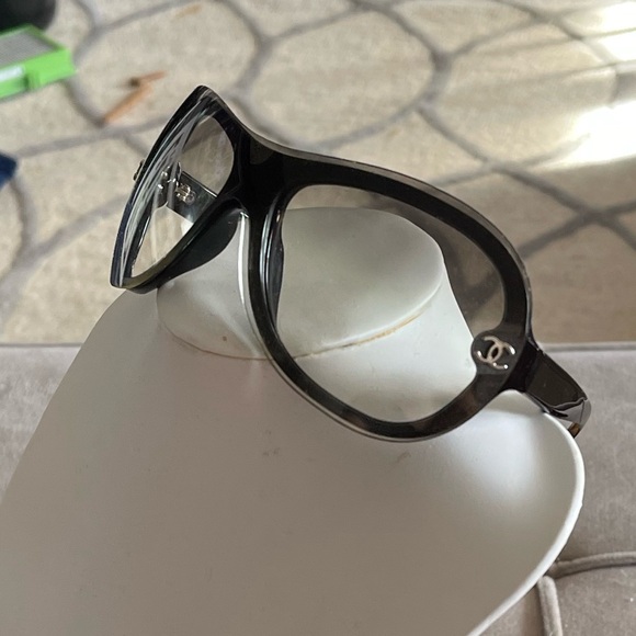 CHANEL Black Eyeglasses Rectangular Frame Clear Lenses - Picture 4 of 6